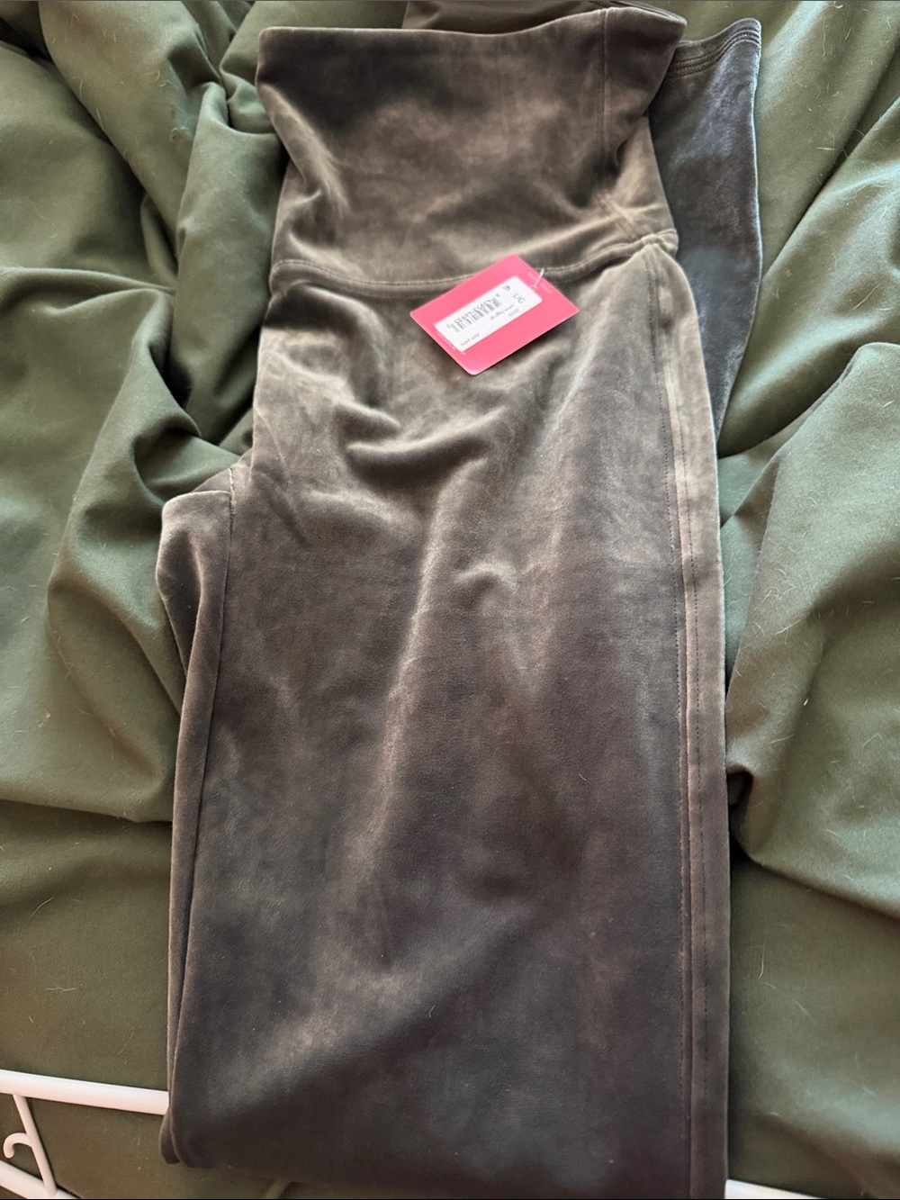 Assets By Spanx Olive Velvet High-Waist Leggings